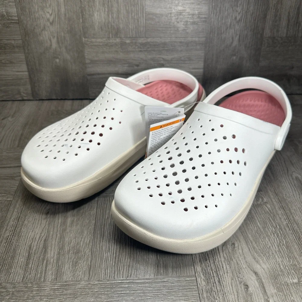 Crocs Literide 360 Clogs Mens 11 White Pink Comfort Slip On NEW